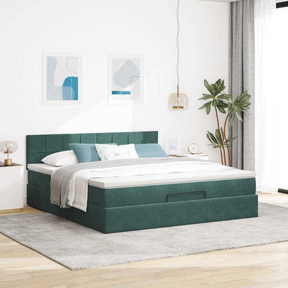 Estrutura de cama otomana com colchão 160x200 cm verde escuro