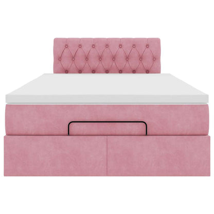 Estrutura de cama otomana com colchão 120x200 cm veludo rosa