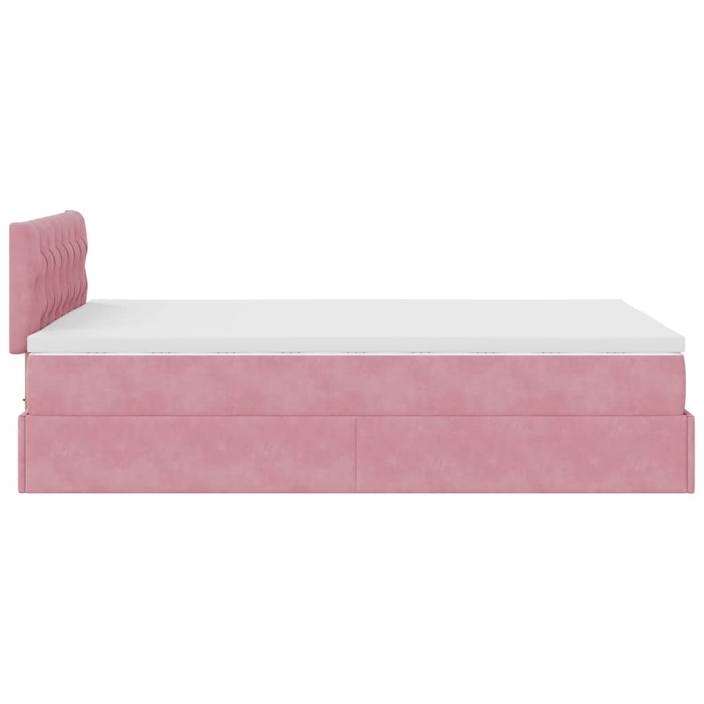 Estrutura de cama otomana com colchão 120x200 cm veludo rosa