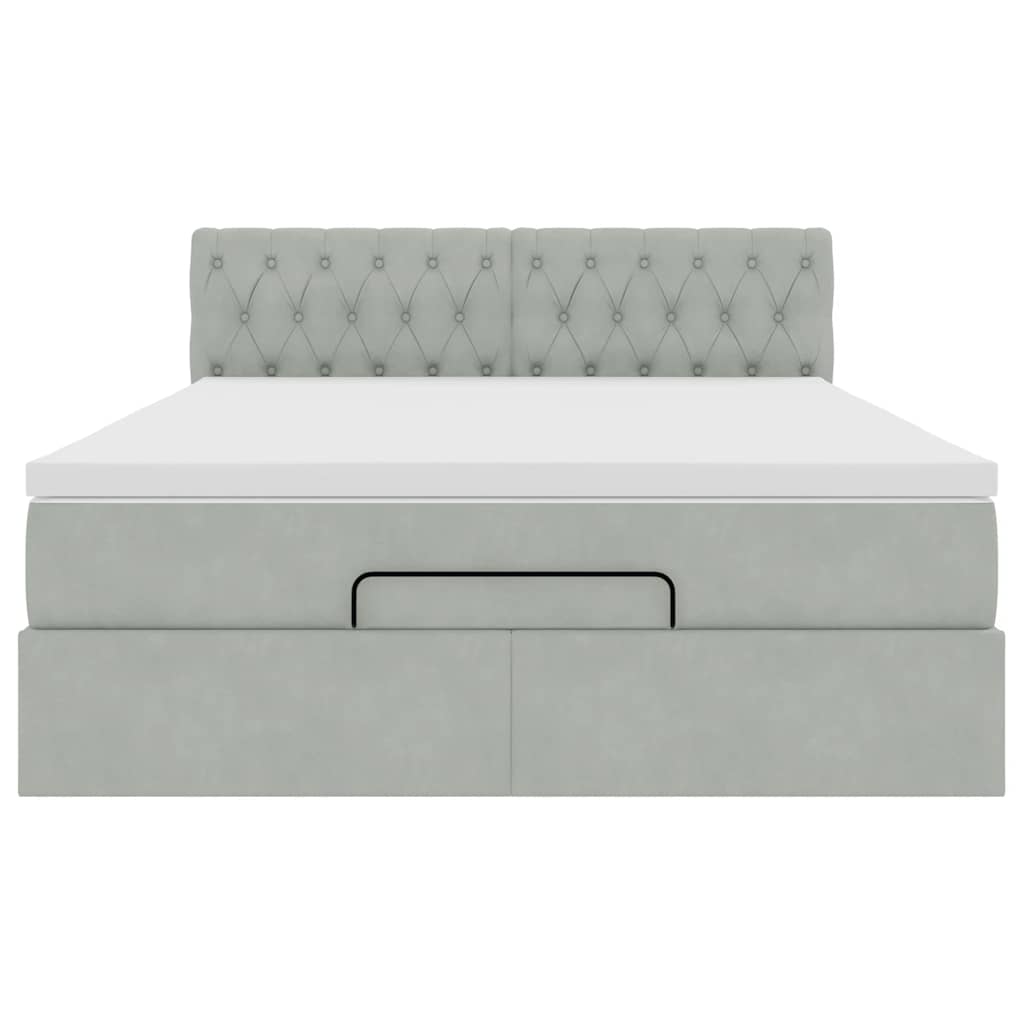 Estrutura de cama otomana com colchão 140x190 cm cinzento claro