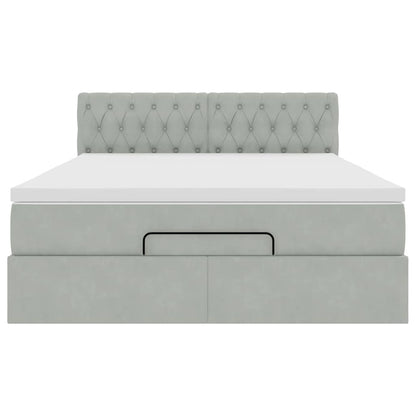 Estrutura de cama otomana com colchão 140x190 cm cinzento claro