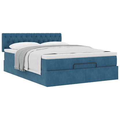 Estrutura de cama otomana com colchão 140x190cm azul escuro