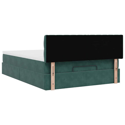 Estrutura de cama otomana com colchão 140x200 cm verde escuro