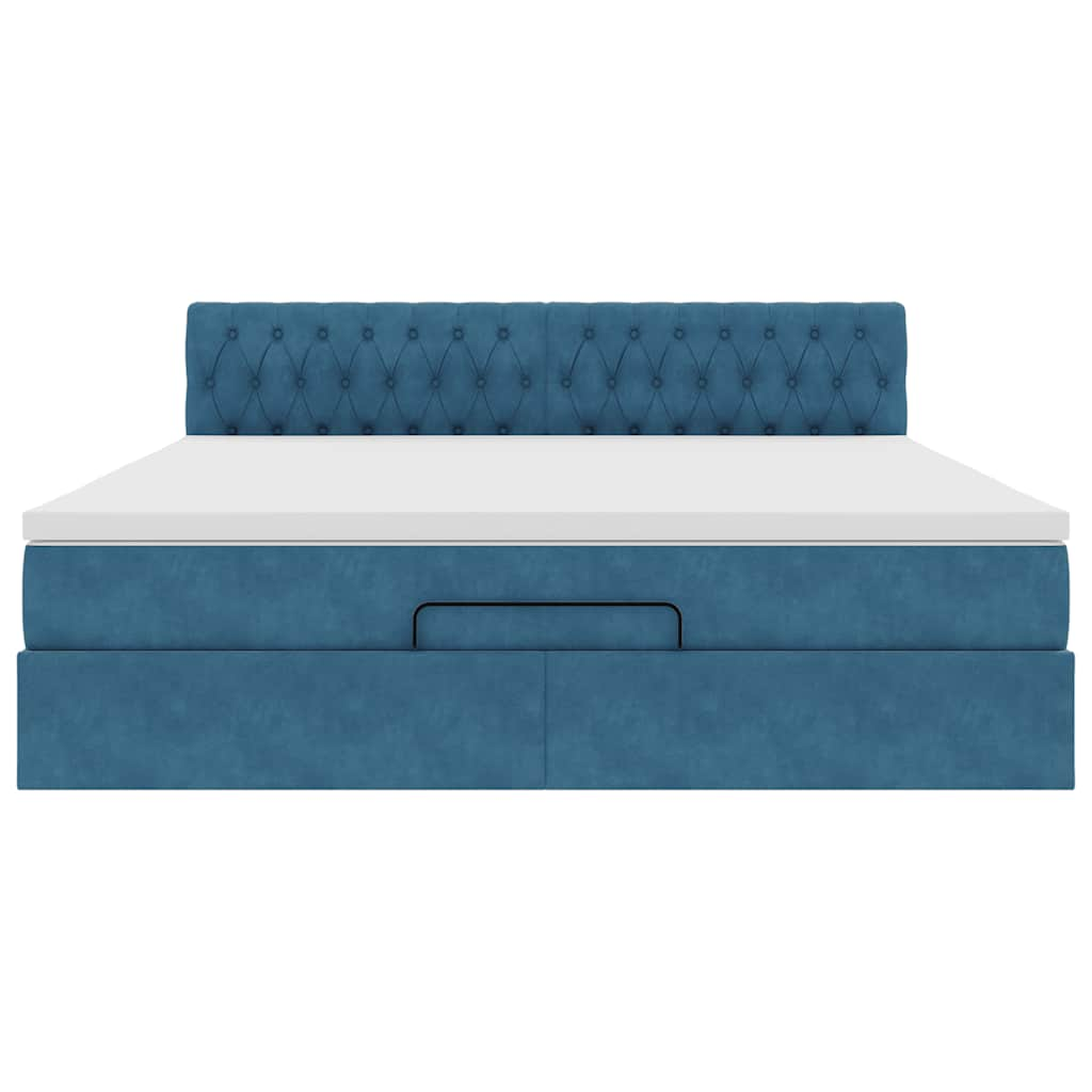 Estrutura de cama otomana com colchão 160x200 cm azul escuro