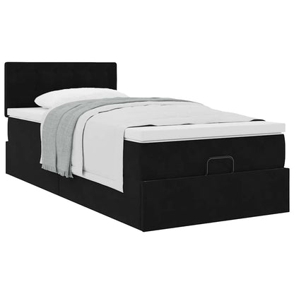 Estrutura de cama otomana vidaXL com colchão preto 100x200cm Veludo