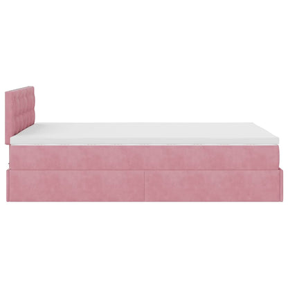 Estrutura de cama otomana com colchão 120x200 cm veludo rosa