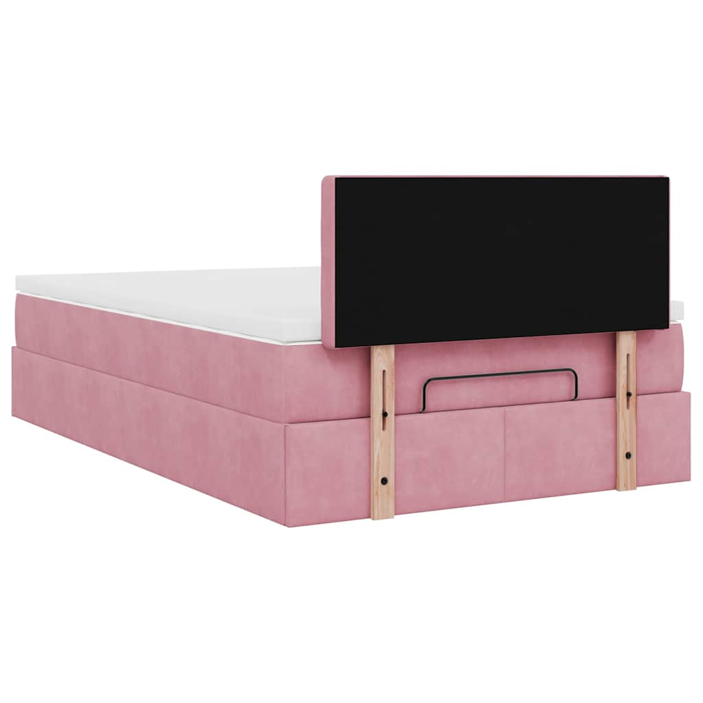 Estrutura de cama otomana com colchão 120x200 cm veludo rosa