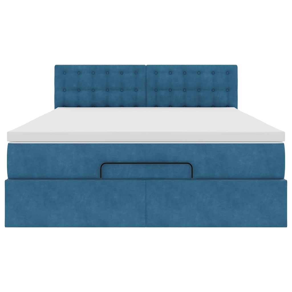 Estrutura de cama otomana com colchão 140x190cm azul escuro