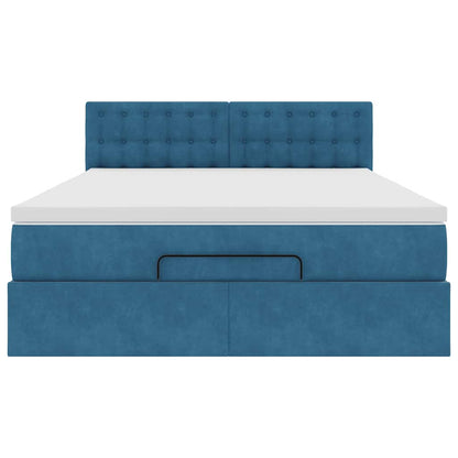 Estrutura de cama otomana com colchão 140x190cm azul escuro