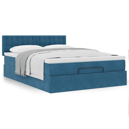 Estrutura de cama otomana com colchão 140x190cm azul escuro