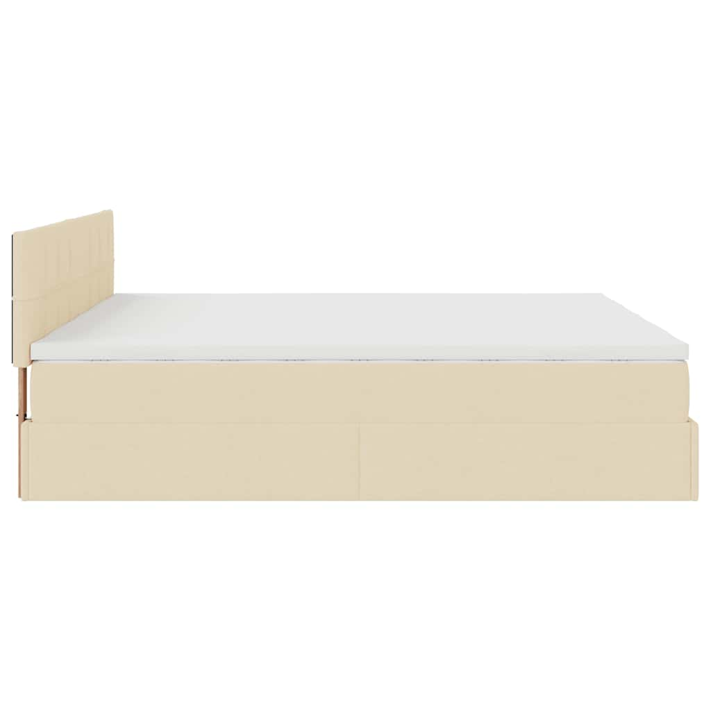 Estrutura de cama otomana com colchões tecido creme 160x200cm