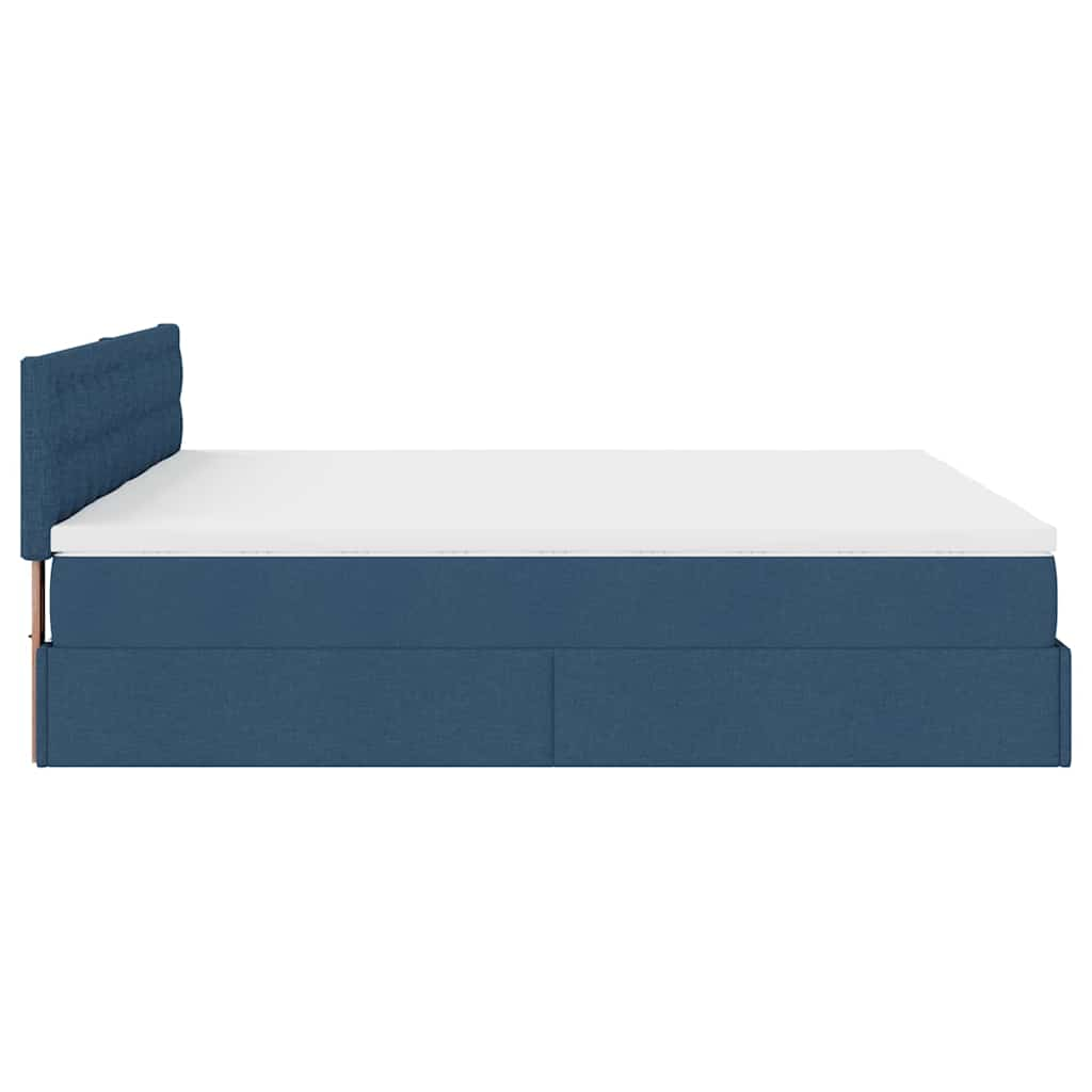 Estrutura de cama otomana com colchões 160x200cm tecido azul