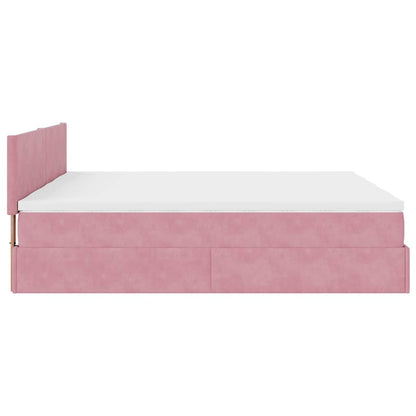 Estrutura de cama otomana com colchões 160x200 cm veludo rosa