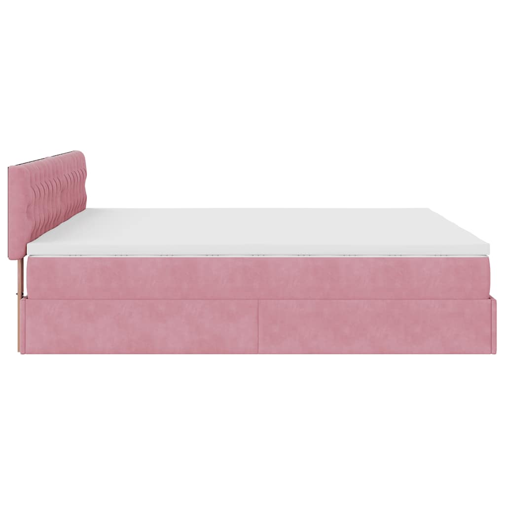 Estrutura de cama otomana com colchões 160x200 cm veludo rosa