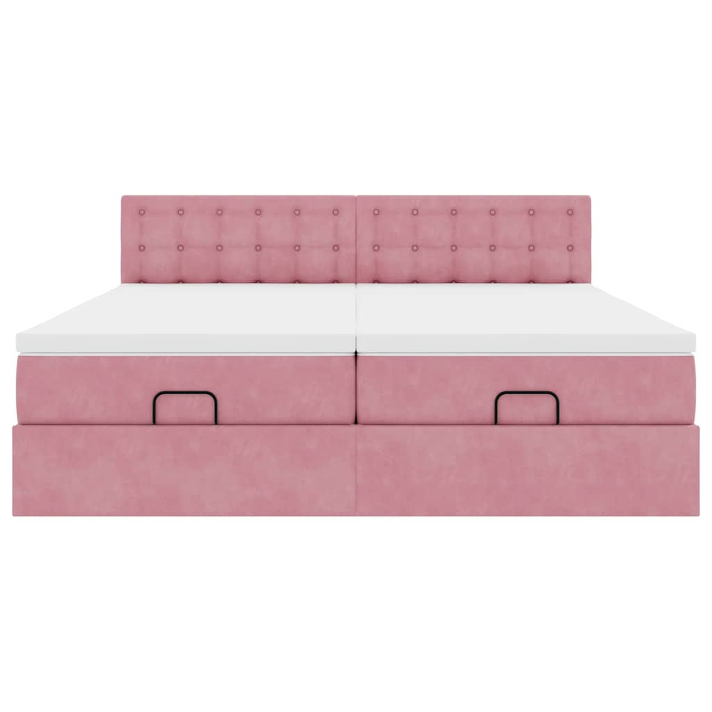 Estrutura de cama otomana com colchões 160x200 cm veludo rosa