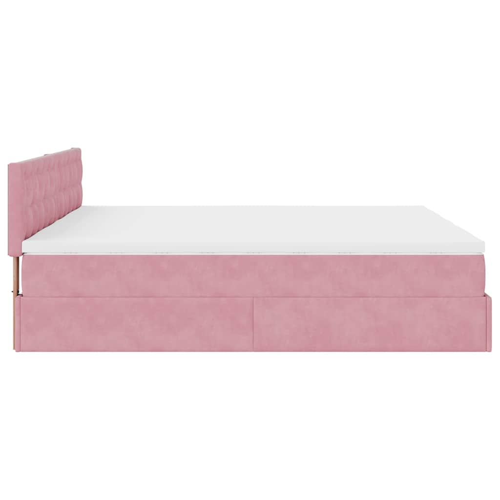 Estrutura de cama otomana com colchões 160x200 cm veludo rosa