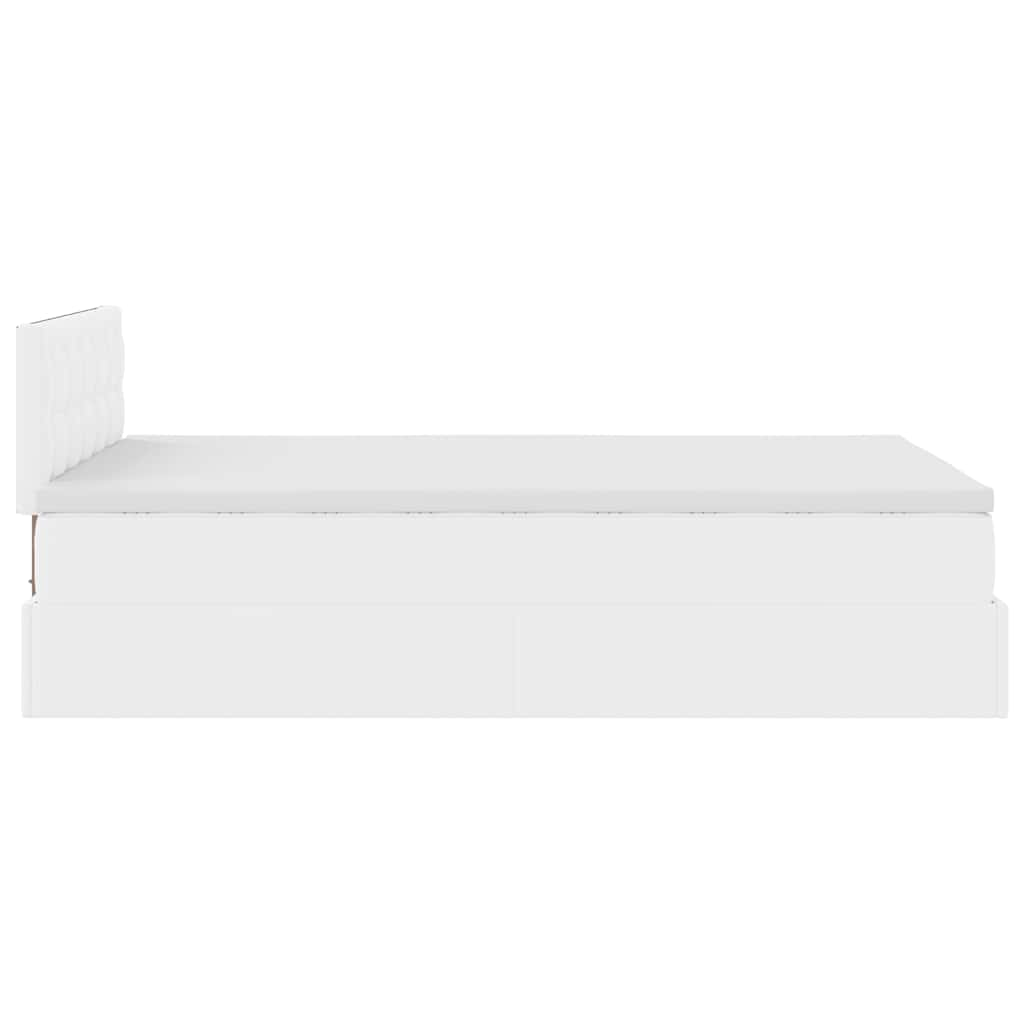 Estrutura de cama otomana com colchão 120x190 cm branco puro