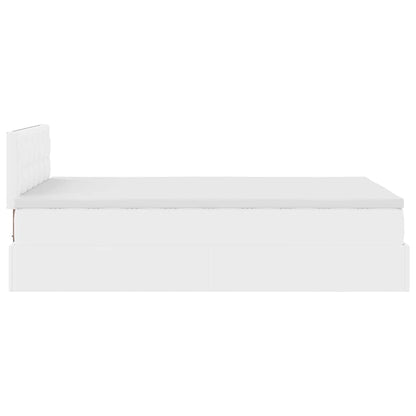 Estrutura de cama otomana com colchão 120x190 cm branco puro