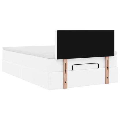 Estrutura de cama otomana com colchão 120x190 cm branco puro