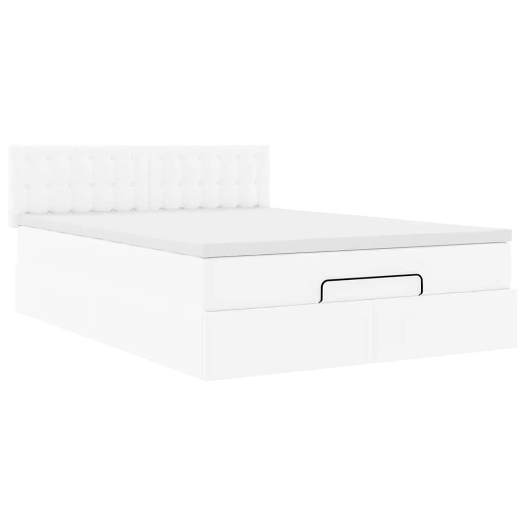 Estrutura de cama otomana com colchão 140x190 cm branco puro