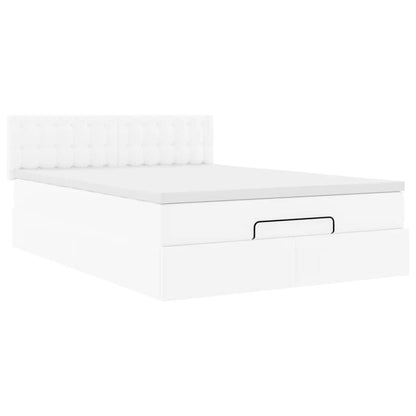 Estrutura de cama otomana com colchão 140x190 cm branco puro