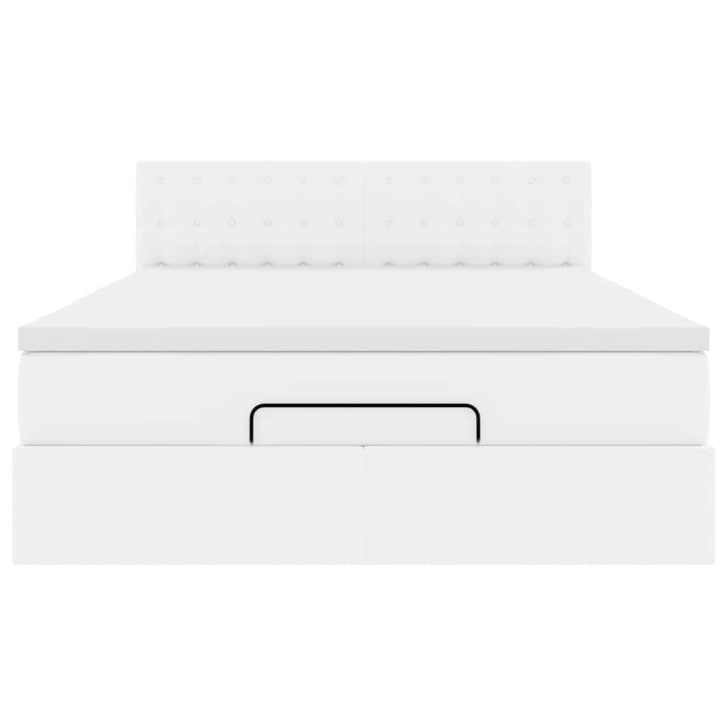 Estrutura de cama otomana com colchão 140x190 cm branco puro