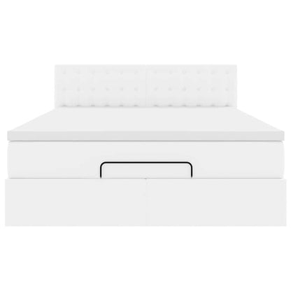 Estrutura de cama otomana com colchão 140x190 cm branco puro