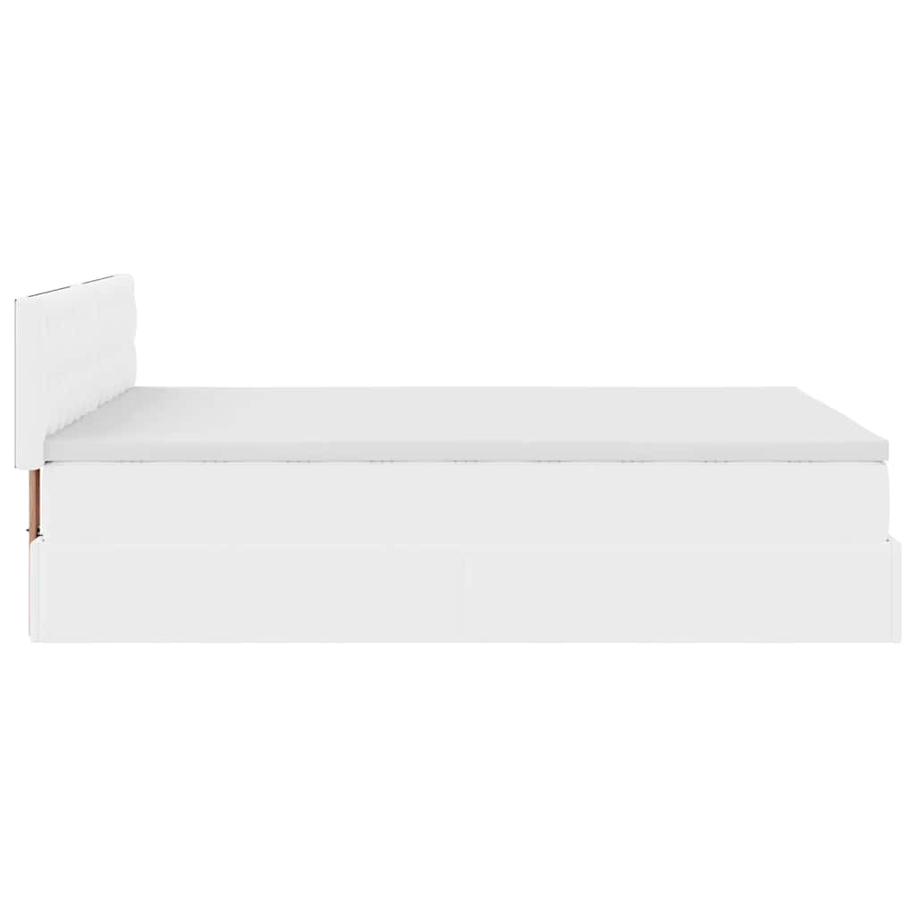 Estrutura de cama otomana com colchão 140x190 cm branco puro