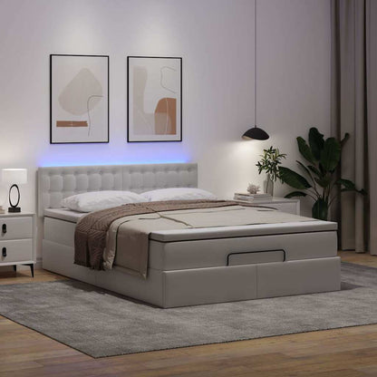 Estrutura de cama otomana com colchão 140x190 cm branco puro