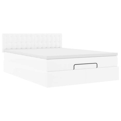 Estrutura de cama otomana com colchão 140x200 cm branco puro