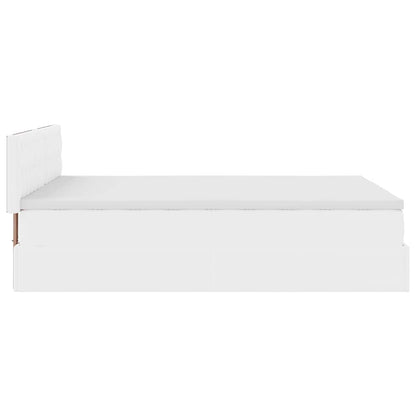 Estrutura de cama otomana com colchão 140x200 cm branco puro