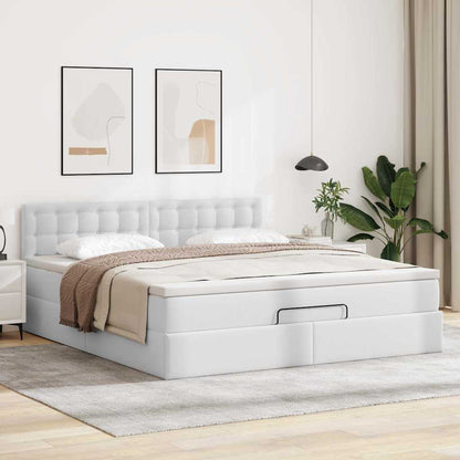 Estrutura de cama otomana com colchão 160x200 cm branco puro