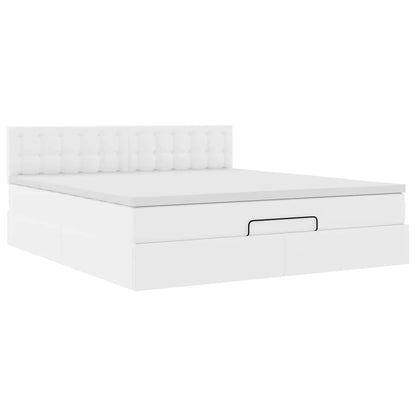 Estrutura de cama otomana com colchão 160x200 cm branco puro