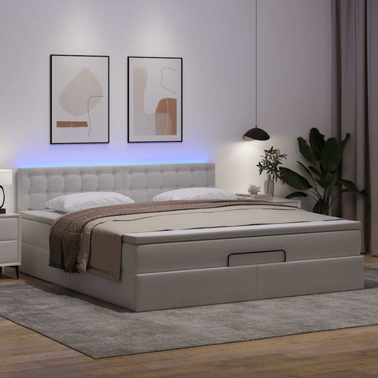 Estrutura de cama otomana com colchão 160x200 cm branco puro