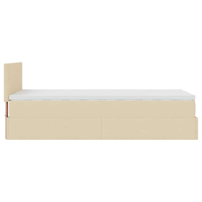 Cama otomana com colchão 100x200 cm tecido creme