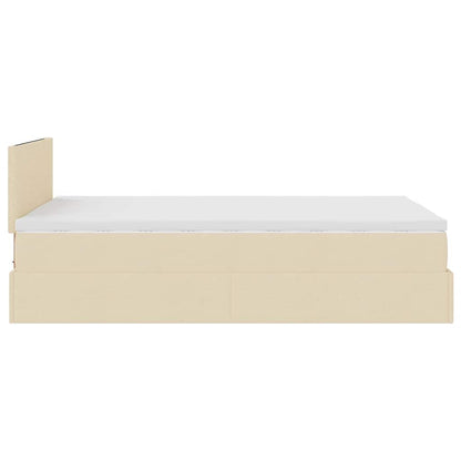 Estrutura de cama otomana com colchão tecido creme 120x200cm