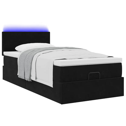 Estrutura de cama otomana vidaXL com colchão preto 100x200cm Veludo