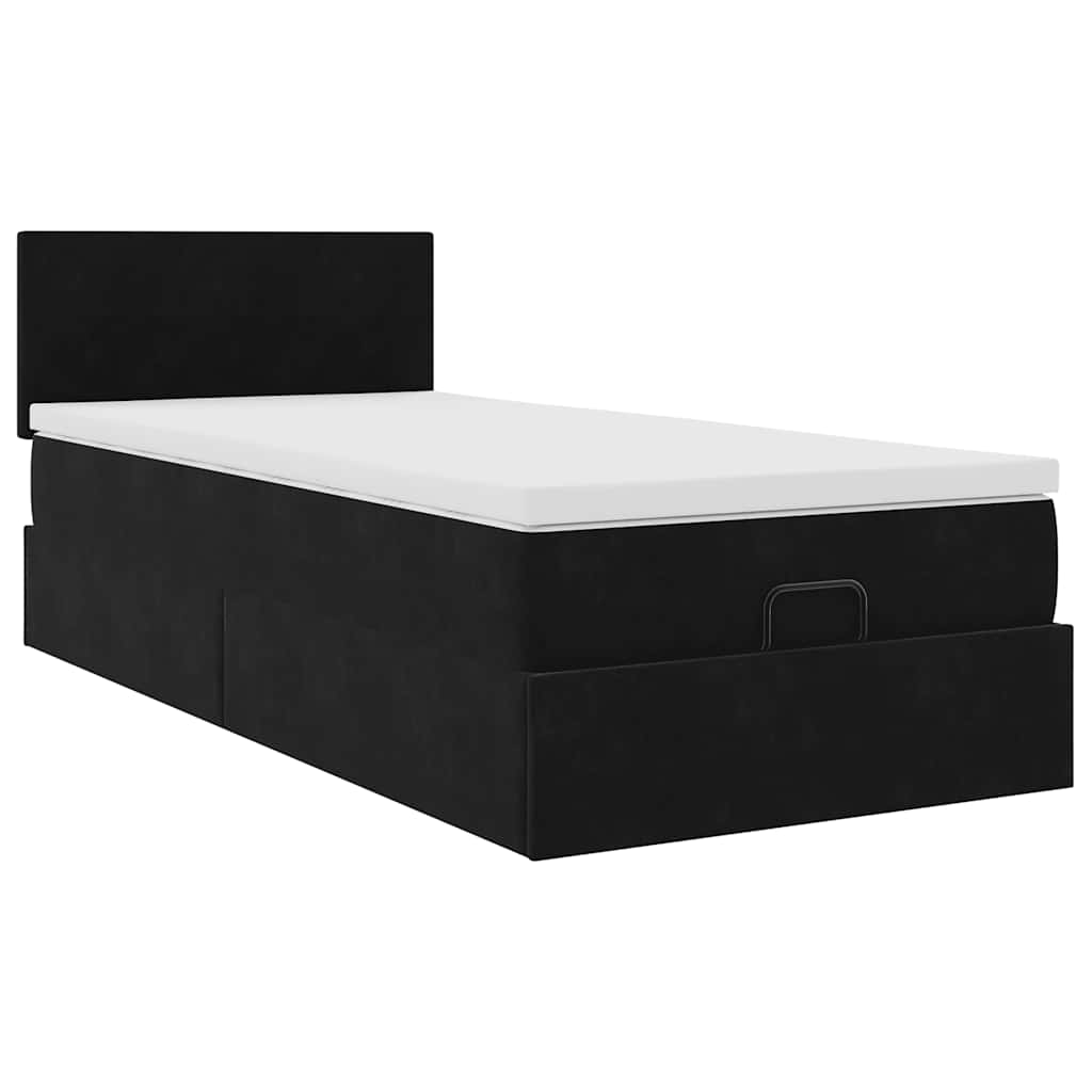 Estrutura de cama otomana vidaXL com colchão preto 100x200cm Veludo