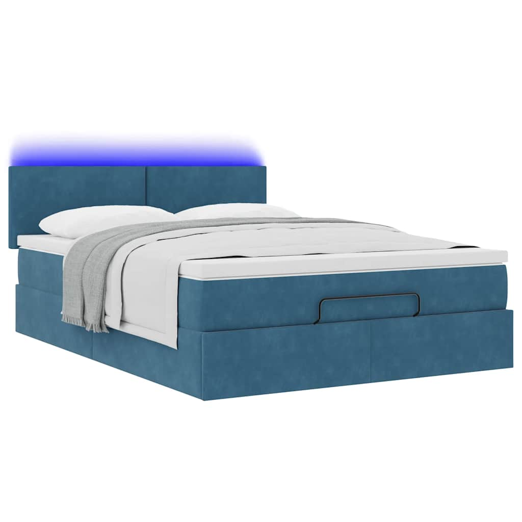 Estrutura de cama otomana com colchão 140x190cm azul escuro