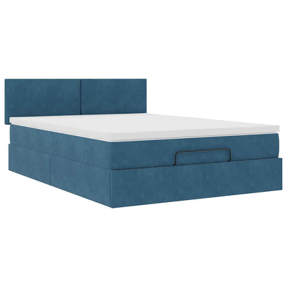 Estrutura de cama otomana com colchão 140x190cm azul escuro