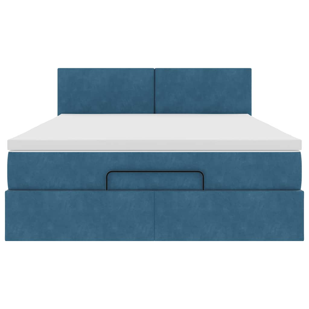 Estrutura de cama otomana com colchão 140x190cm azul escuro