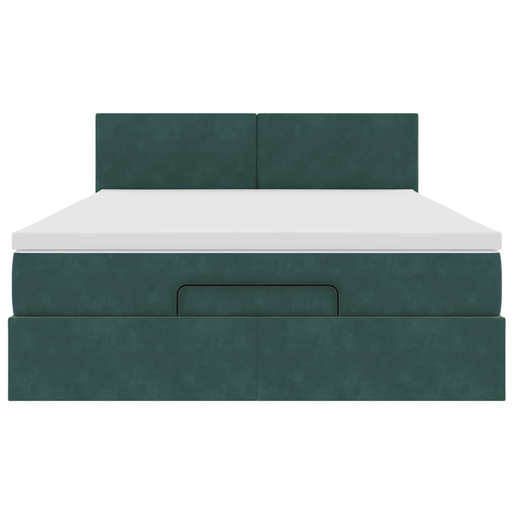 Estrutura de cama otomana com colchão 140x200 cm verde escuro