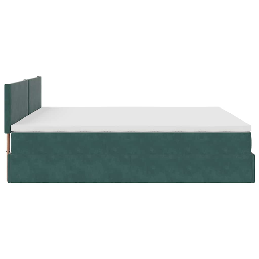 Estrutura de cama otomana com colchão 160x200 cm verde escuro