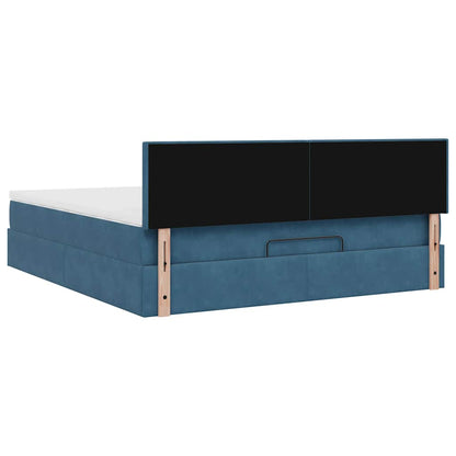 Estrutura de cama otomana com colchão 160x200 cm azul escuro