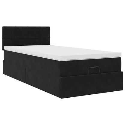 Estrutura de cama otomana vidaXL com colchão preto 100x200cm Veludo