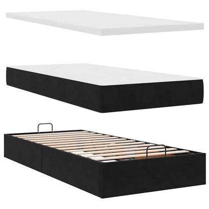 Estrutura de cama otomana vidaXL com colchão preto 100x200cm Veludo