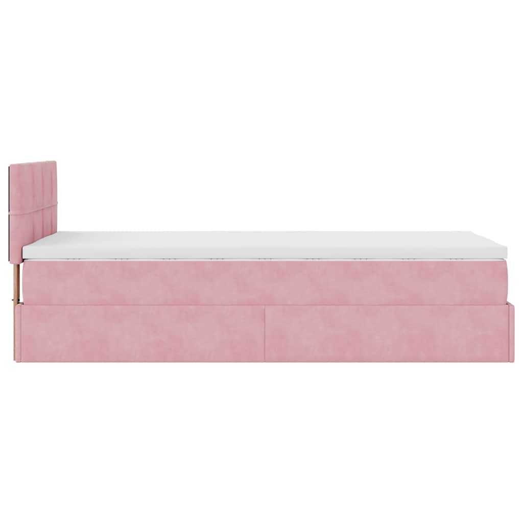 moldura de cama otomana vidaXL com colchão rosa 100x200cm veludo