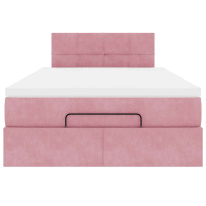 Estrutura de cama otomana com colchão 120x200 cm veludo rosa