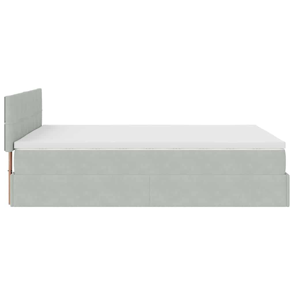 Estrutura de cama otomana com colchão 140x190 cm cinzento claro