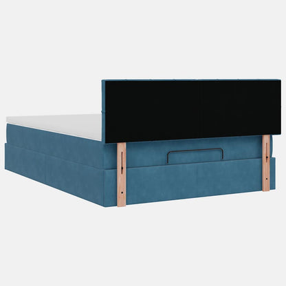 Estrutura de cama otomana com colchão 140x190cm azul escuro